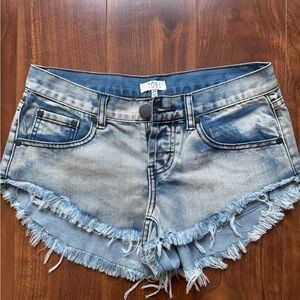 Denim Cut-off Frayed Distressed Shorts / Size 25 / Similar to One Teaspoon